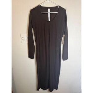 All Aligned Ribbed Long Sleeved Midi Dress Sequoia Size 10 NWT $148 MSRP